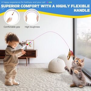 Brand New Cat Feather Interactive Toy Set with 3 Replacements and 1 Wand